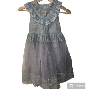 Trish Scully Dress Girls Sz 6 Lace Hem A-Line Gray Amidala Special Occasion New